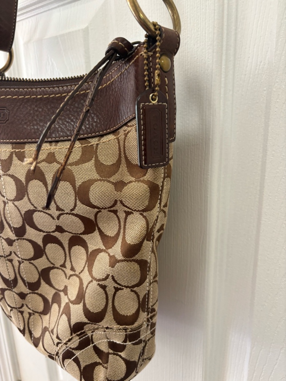 Coach VINTAGE G06M-10403 Signature Tan Jacquard Medium Convertible Duffle EUC - Picture 16 of 16